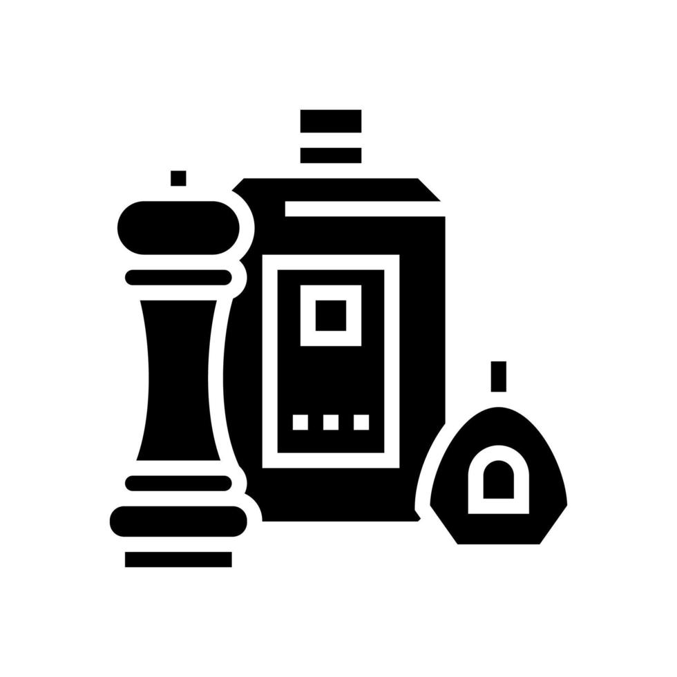 kruid peper, zout en saus pakketten glyph pictogram vectorillustratie vector