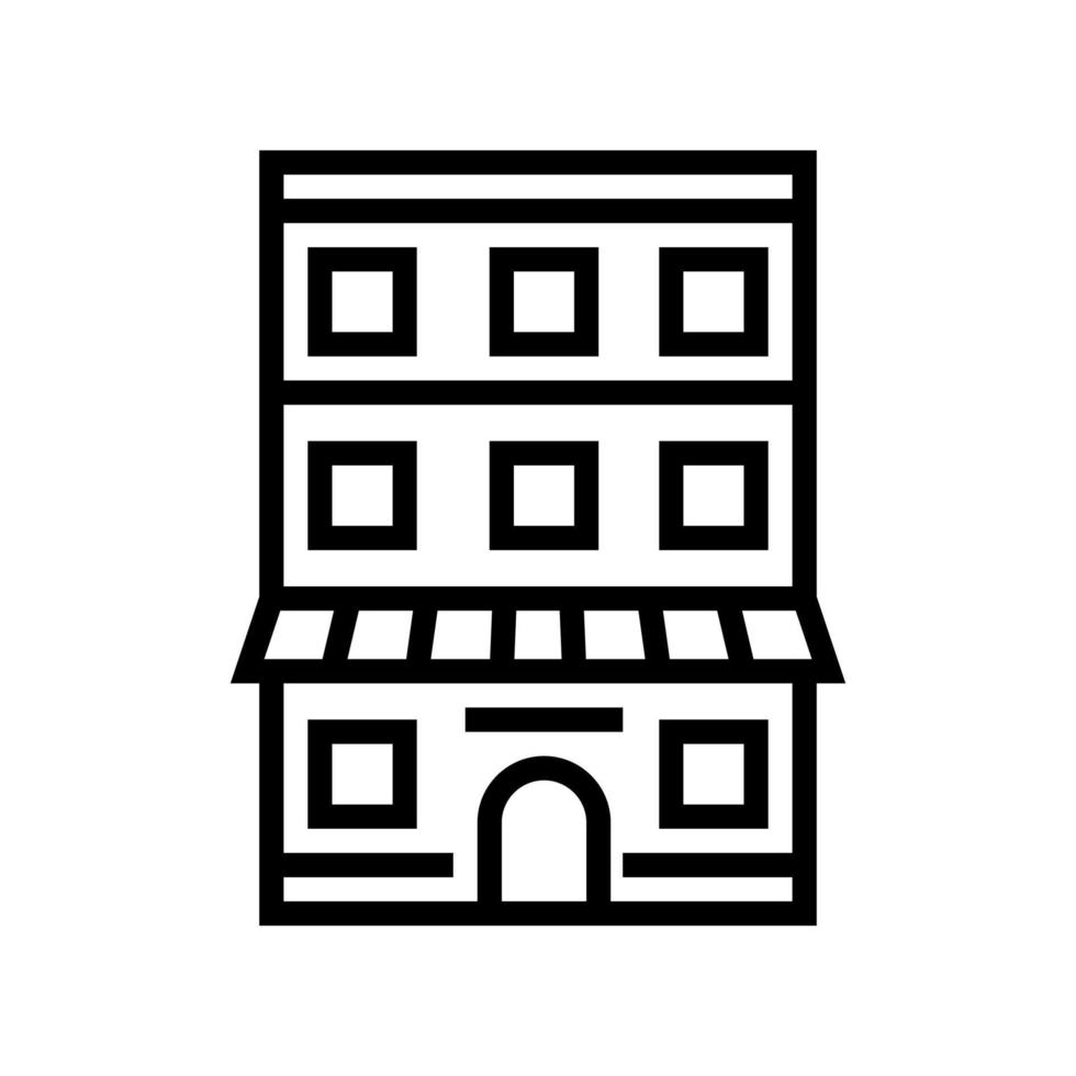 huis met flatgebouw lijn pictogram vectorillustratie vector