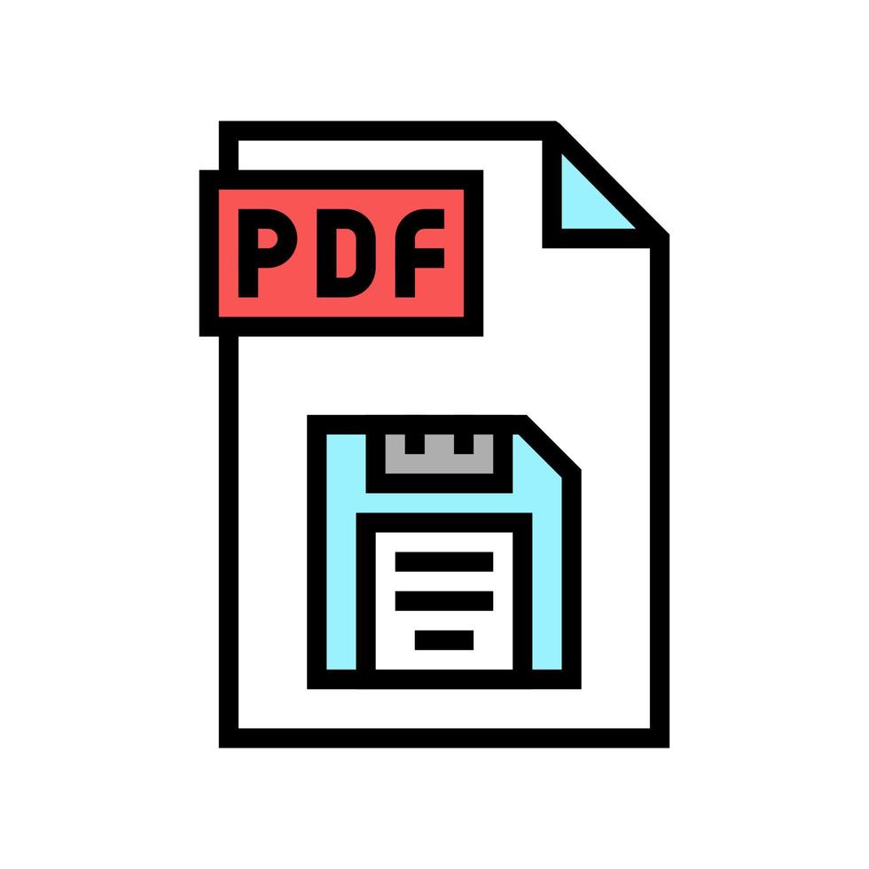 opslaan pdf-bestand kleur pictogram vectorillustratie vector