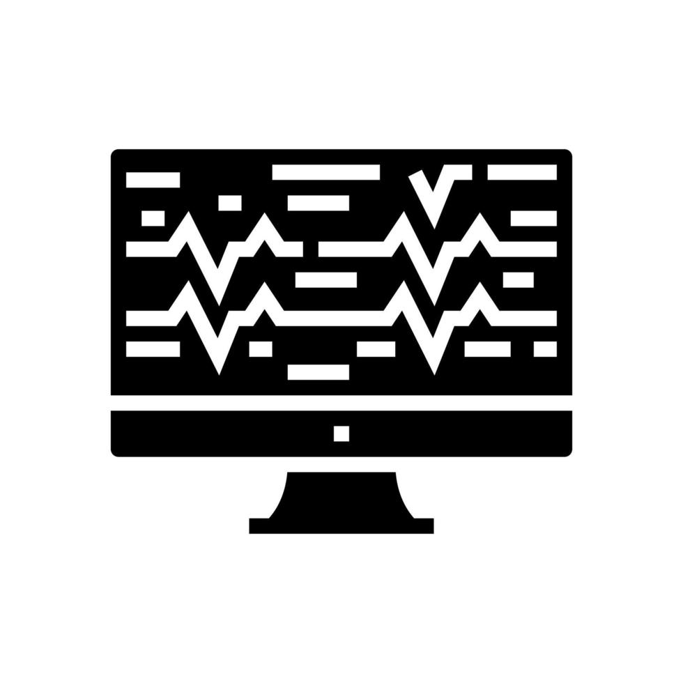 geluidsgolven op computerscherm glyph pictogram vectorillustratie vector