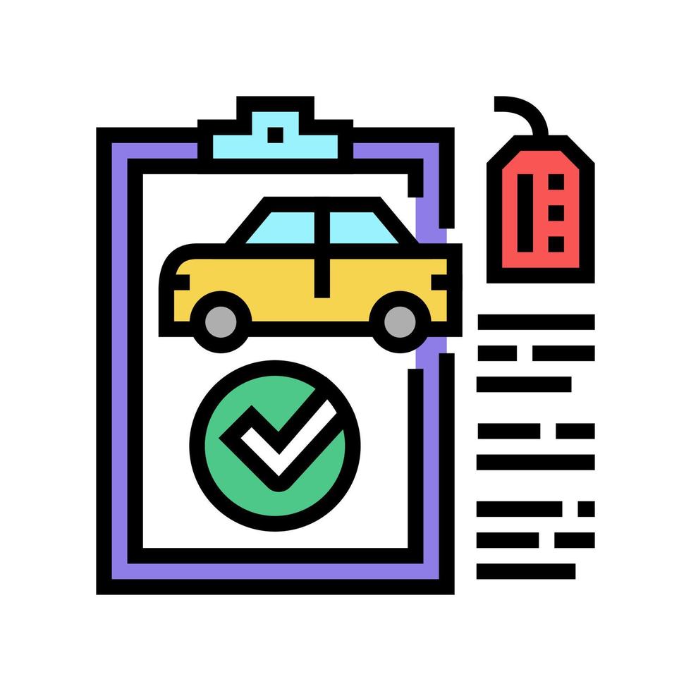 Controleer gebruikte auto kleur pictogram vectorillustratie vector