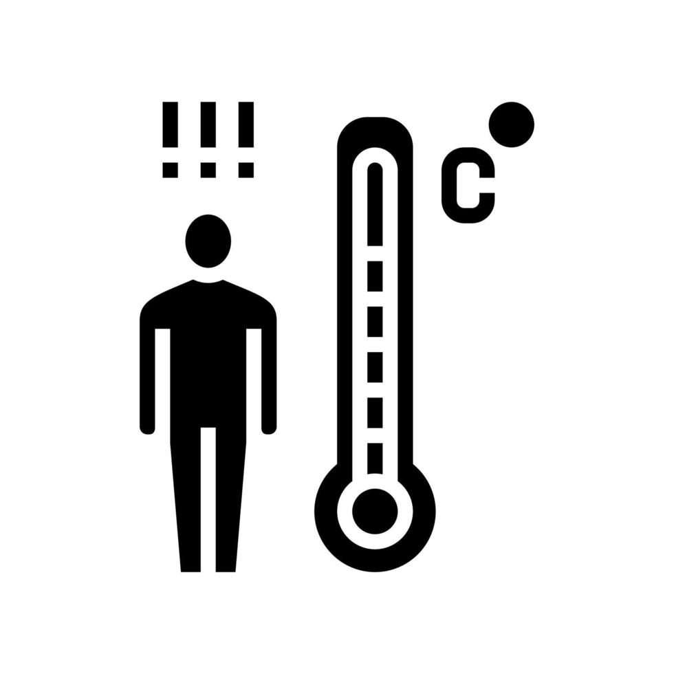 patiënt hoge temperatuur glyph pictogram vectorillustratie vector