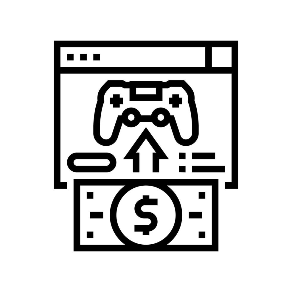 het kopen van video game lijn pictogram vectorillustratie vector