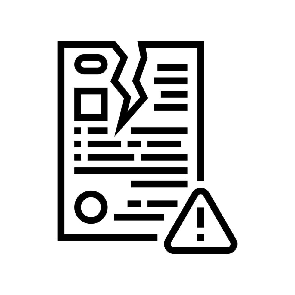 schending van contractenrecht woordenboek lijn pictogram vectorillustratie vector