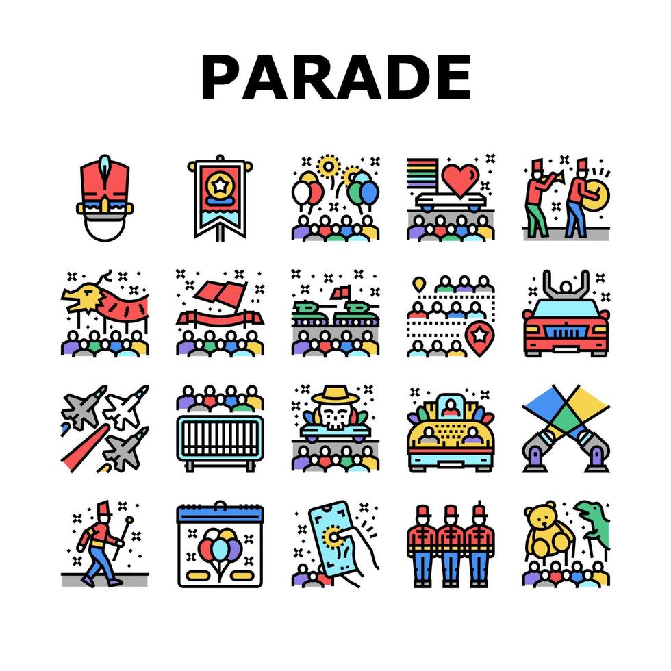 parade viering festival evenement pictogrammen instellen vector