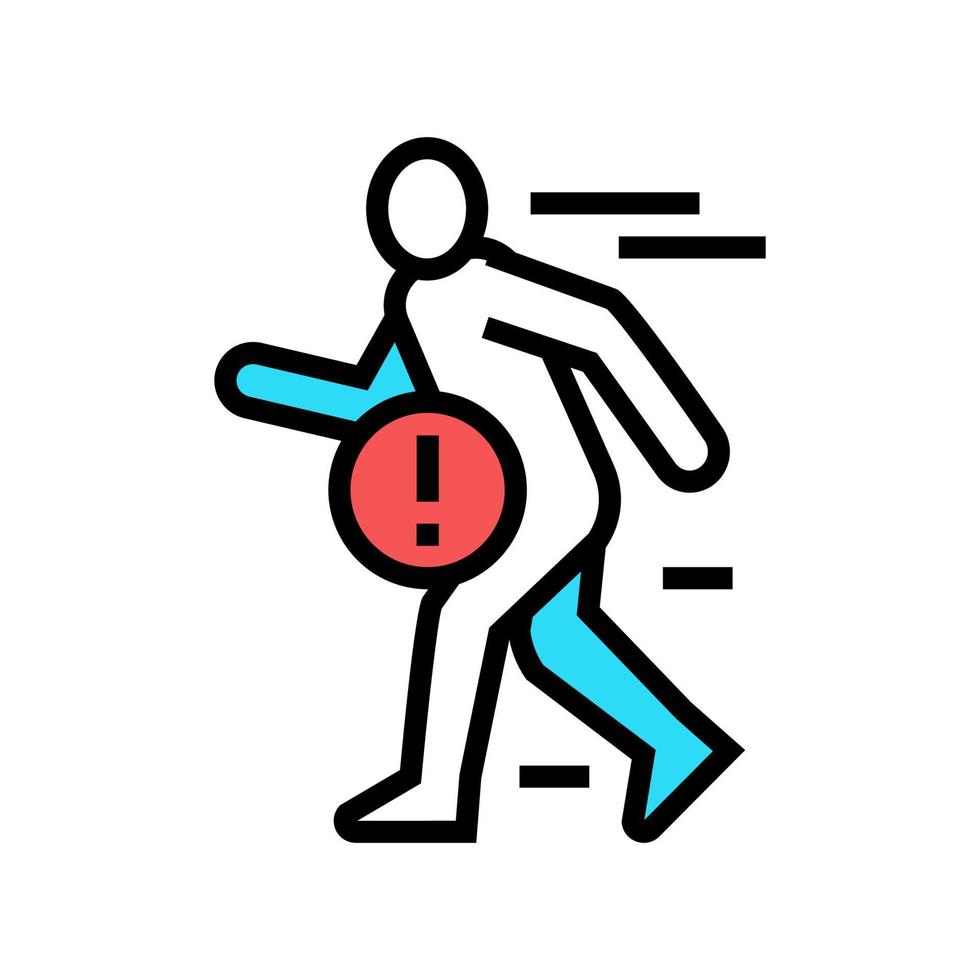 pijn bij snel wandelen kleur pictogram vectorillustratie vector