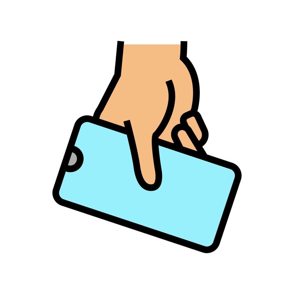 hand houden mobiele telefoon kleur pictogram vectorillustratie vector