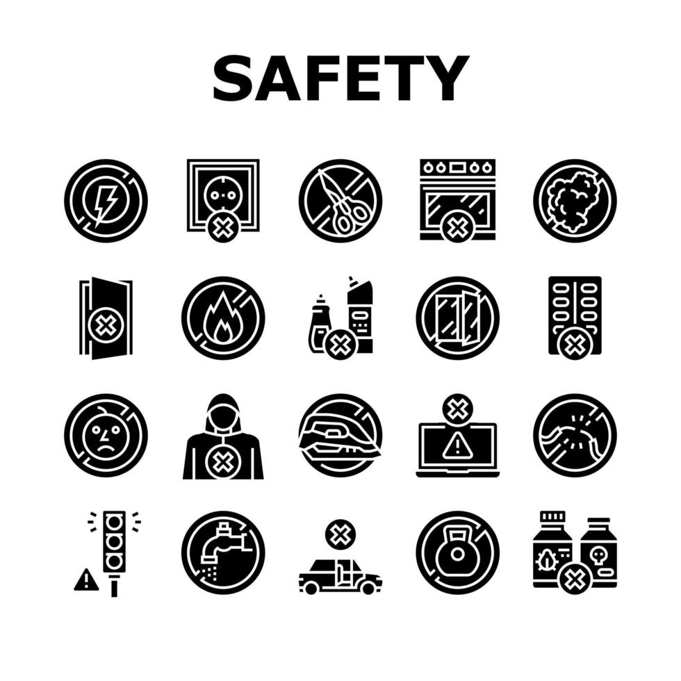 kinderleven veiligheid collectie iconen set vector