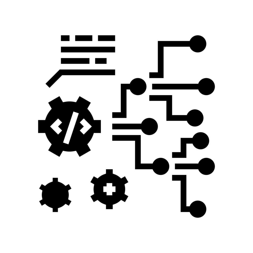 code en instellingen werkproces glyph pictogram vectorillustratie vector