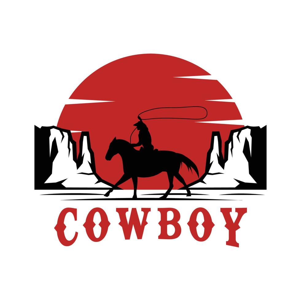 cowboy figuur silhouet in paard lassoing vector