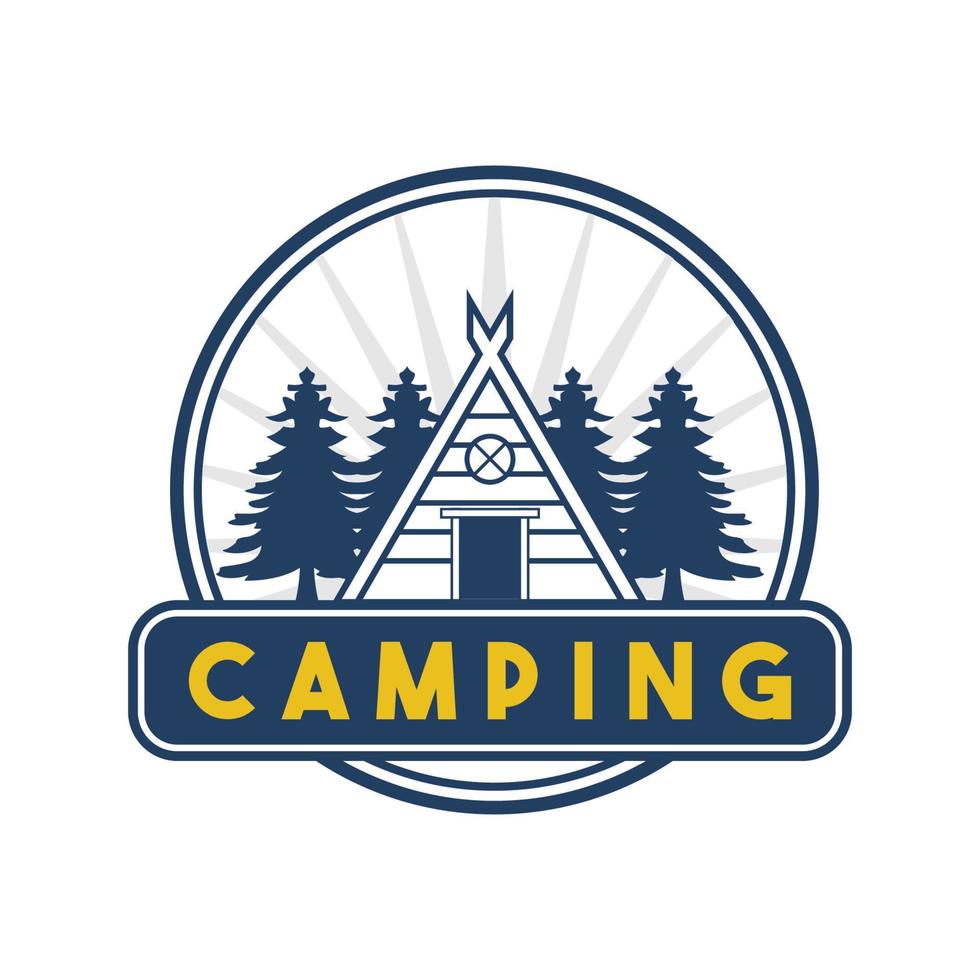 retro-logo voor kamperen en buitenavontuur vector