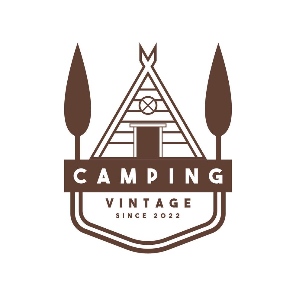 retro-logo voor kamperen en buitenavontuur vector