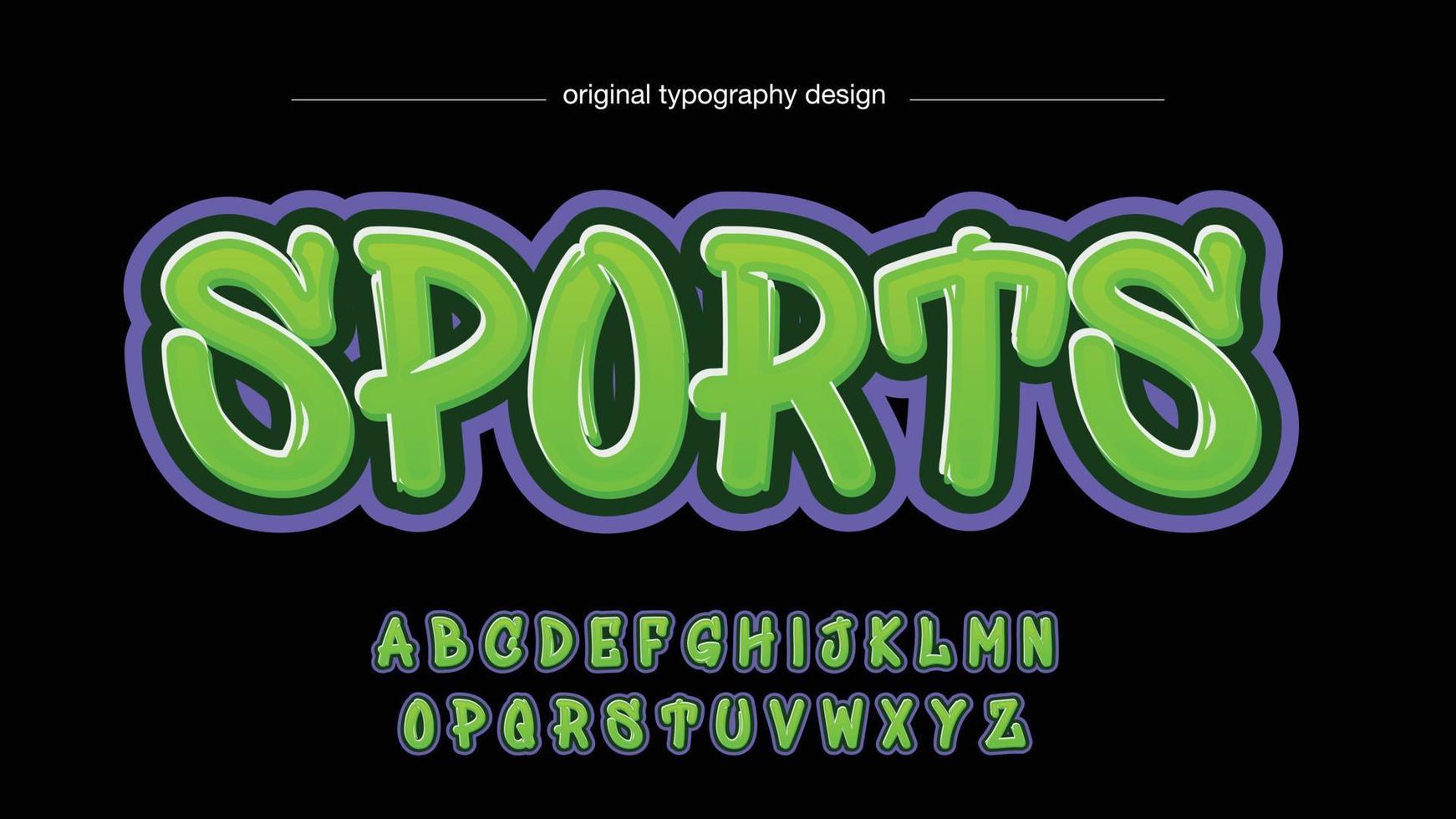 groen en paars gedurfde penseel graffiti typografie vector