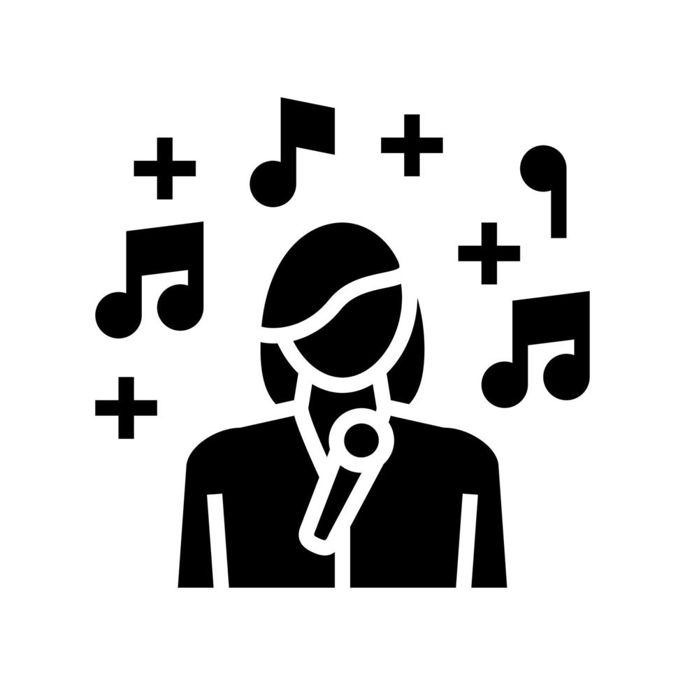 zanger vrouw zingen lied in microfoon glyph pictogram vectorillustratie vector