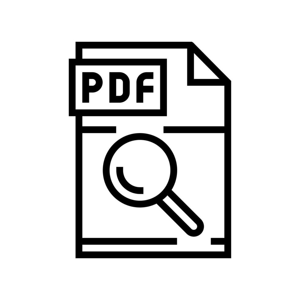 onderzoek pdf-bestand document lijn pictogram vectorillustratie vector