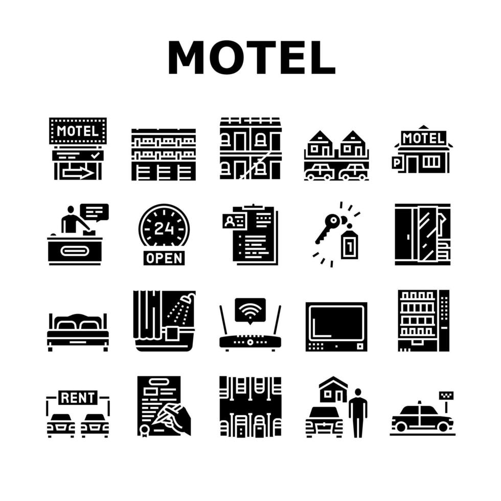 motel comfort service collectie iconen set vector