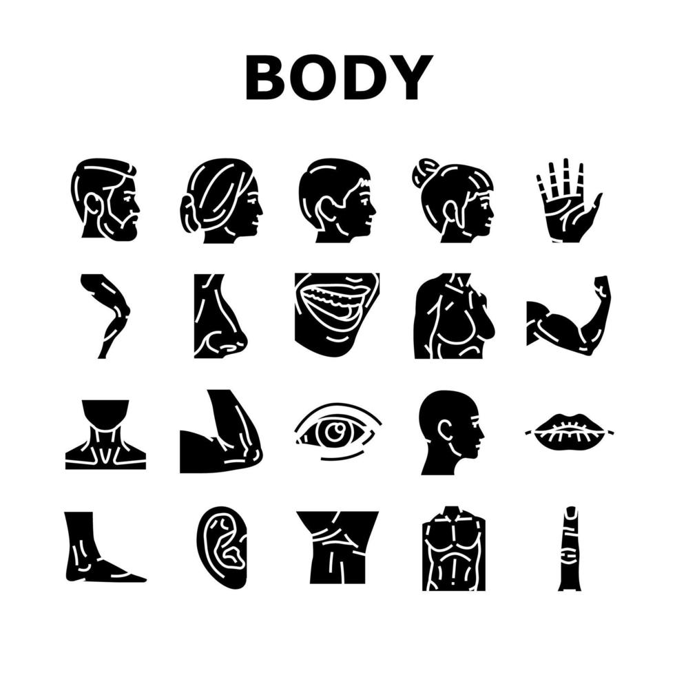 lichaam en gezicht mensen delen pictogrammen instellen vector