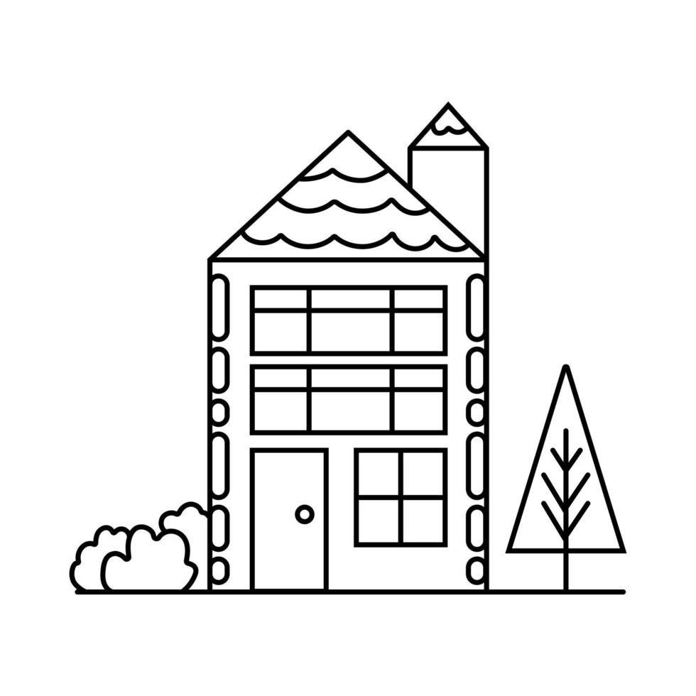 illustratie van grappig huis, doodle concept, goed voor het kleuren van boeken, voor kinderen vector