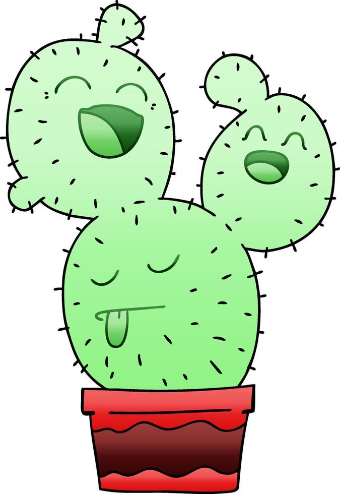 eigenzinnige cartooncactus met kleurovergang vector