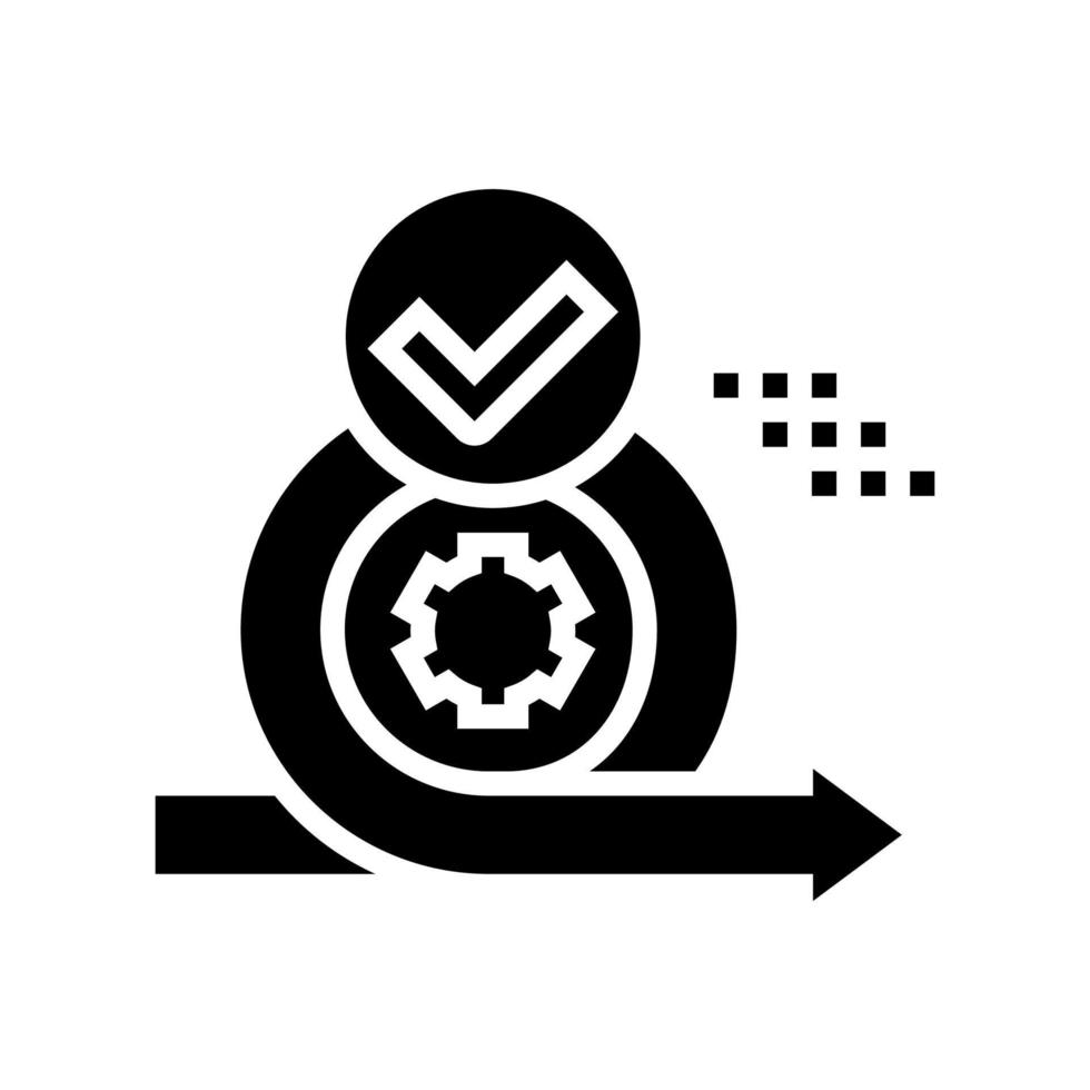 cirkel pijl en versnelling goedgekeurd mark glyph pictogram vectorillustratie vector