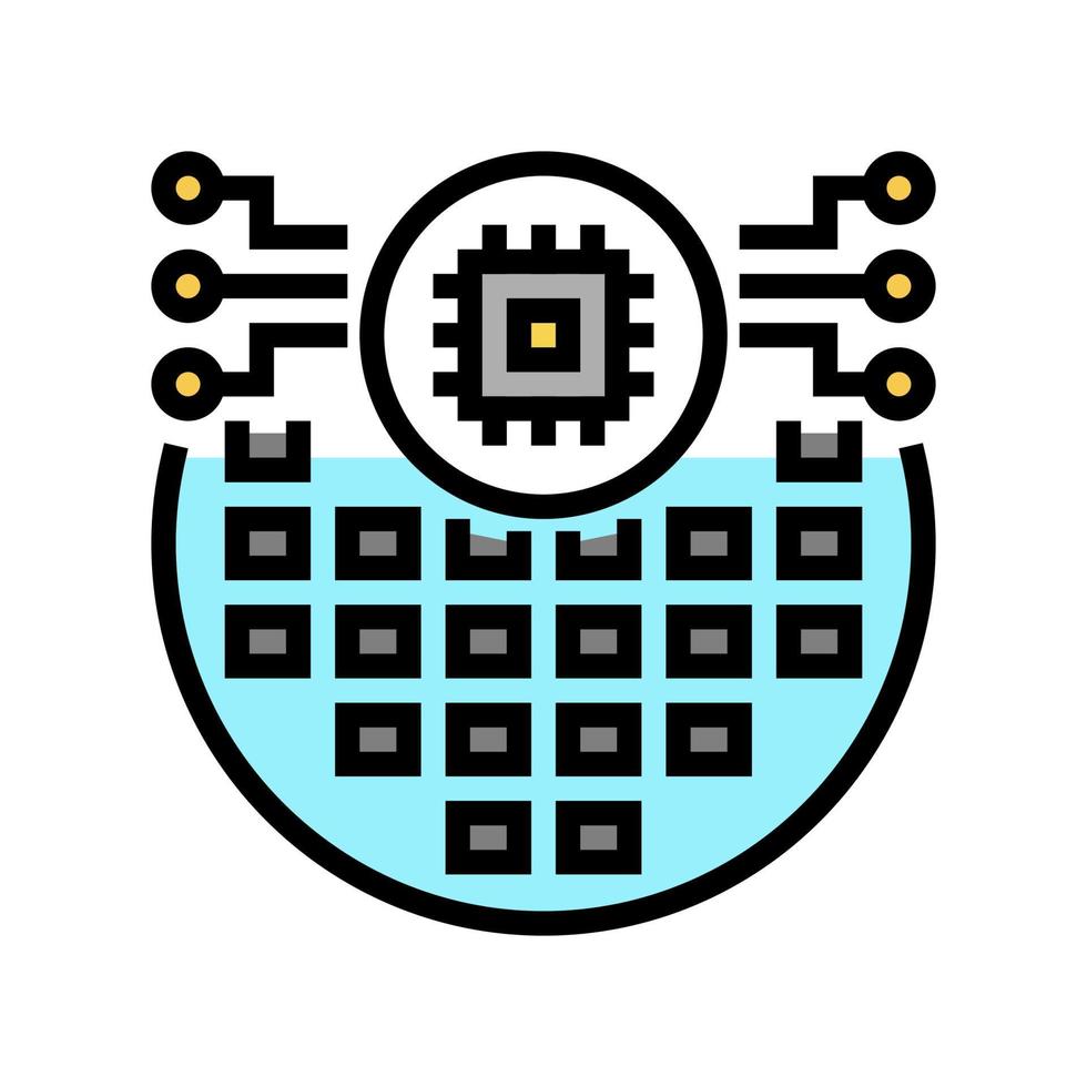 elektronische chip halfgeleider productie kleur pictogram vectorillustratie vector