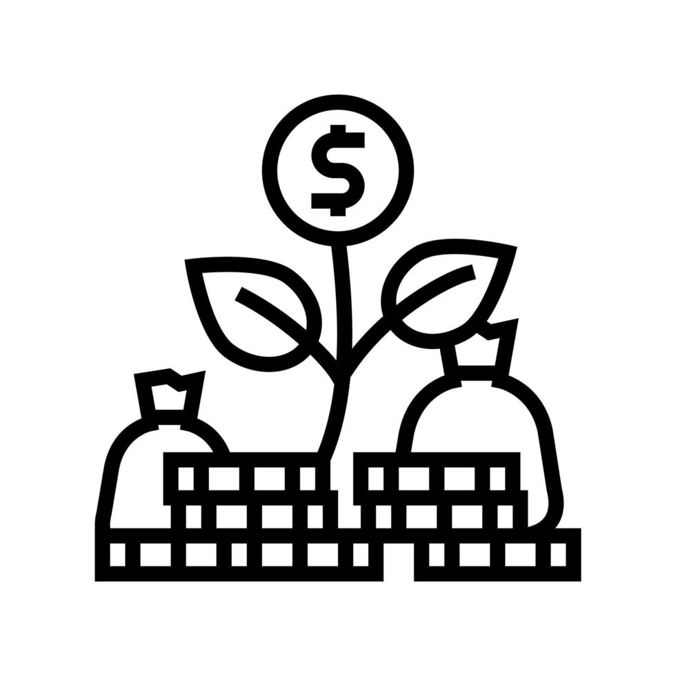 geld bloem lijn pictogram vectorillustratie vector