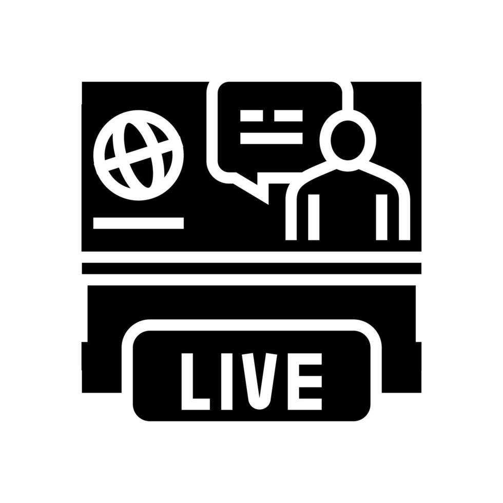 wereld live nieuws glyph pictogram vectorillustratie vector