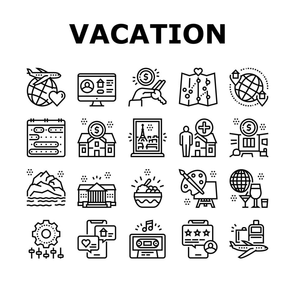 vakantieverblijven plaats collectie iconen set vector