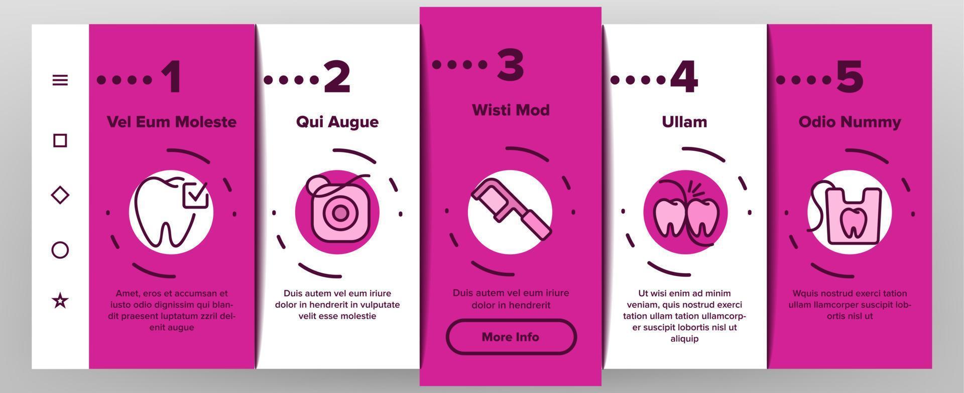 mondspoeling hygiëne onboarding pictogrammen instellen vector