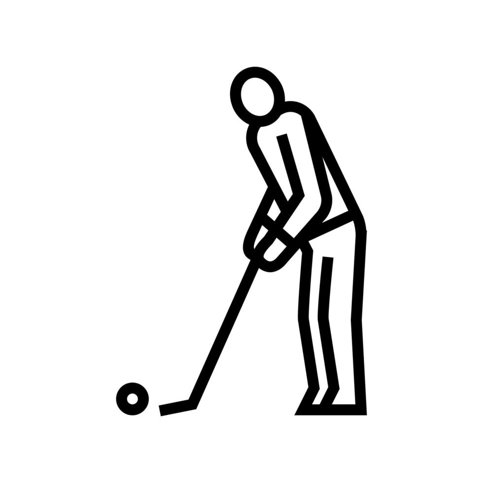 golfspeler speelspel en raken bal lijn pictogram vectorillustratie vector