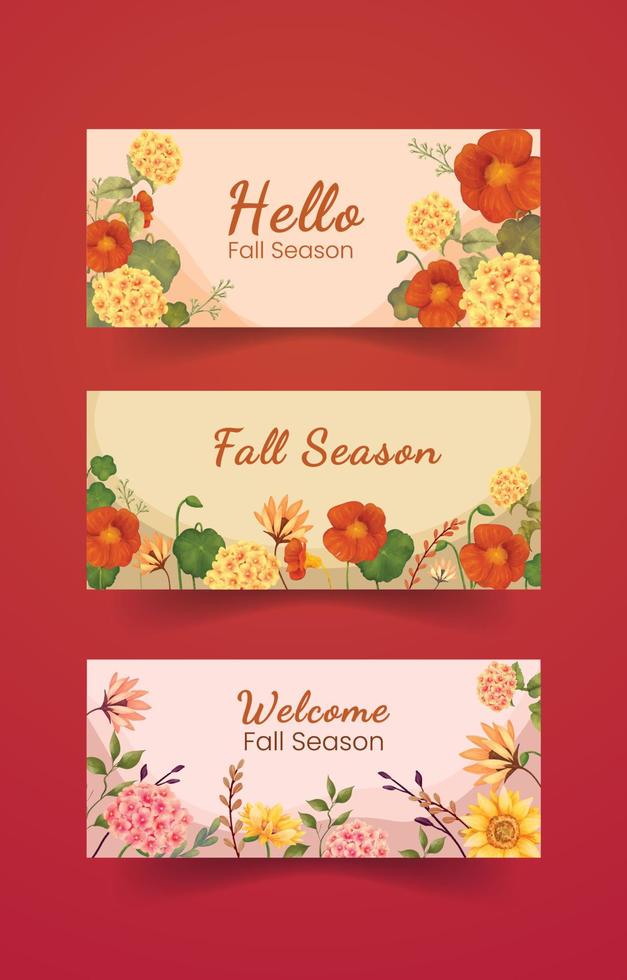 aquarel herfst bloem banner vector