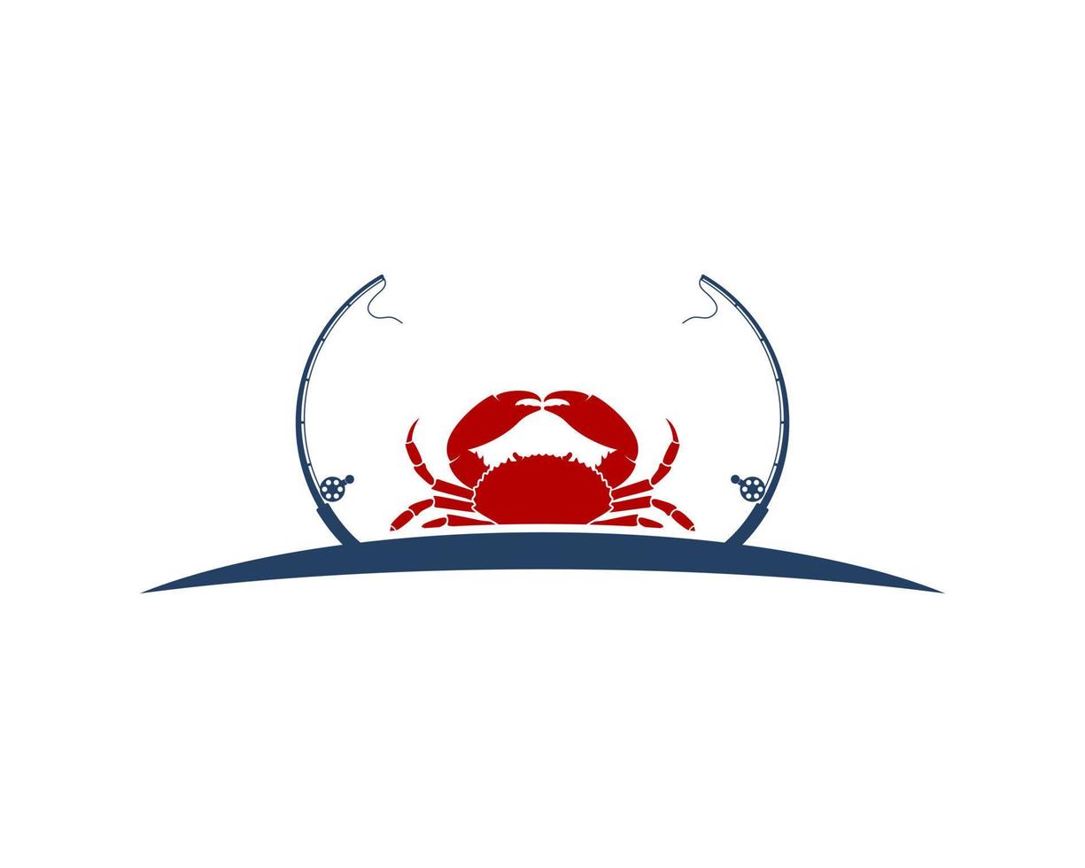 rode krab met visroede aan beide kanten vector