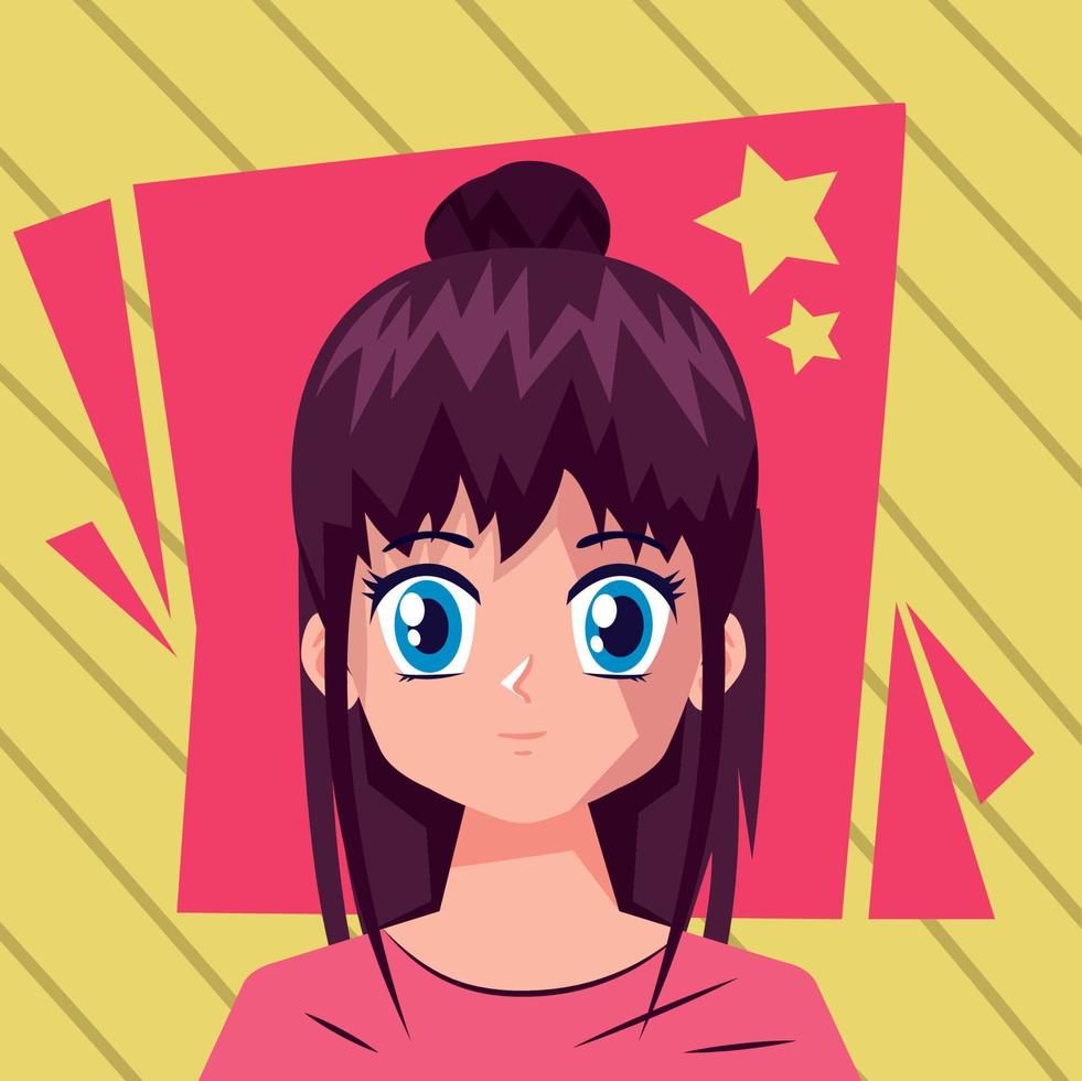 anime meisje met ster vector