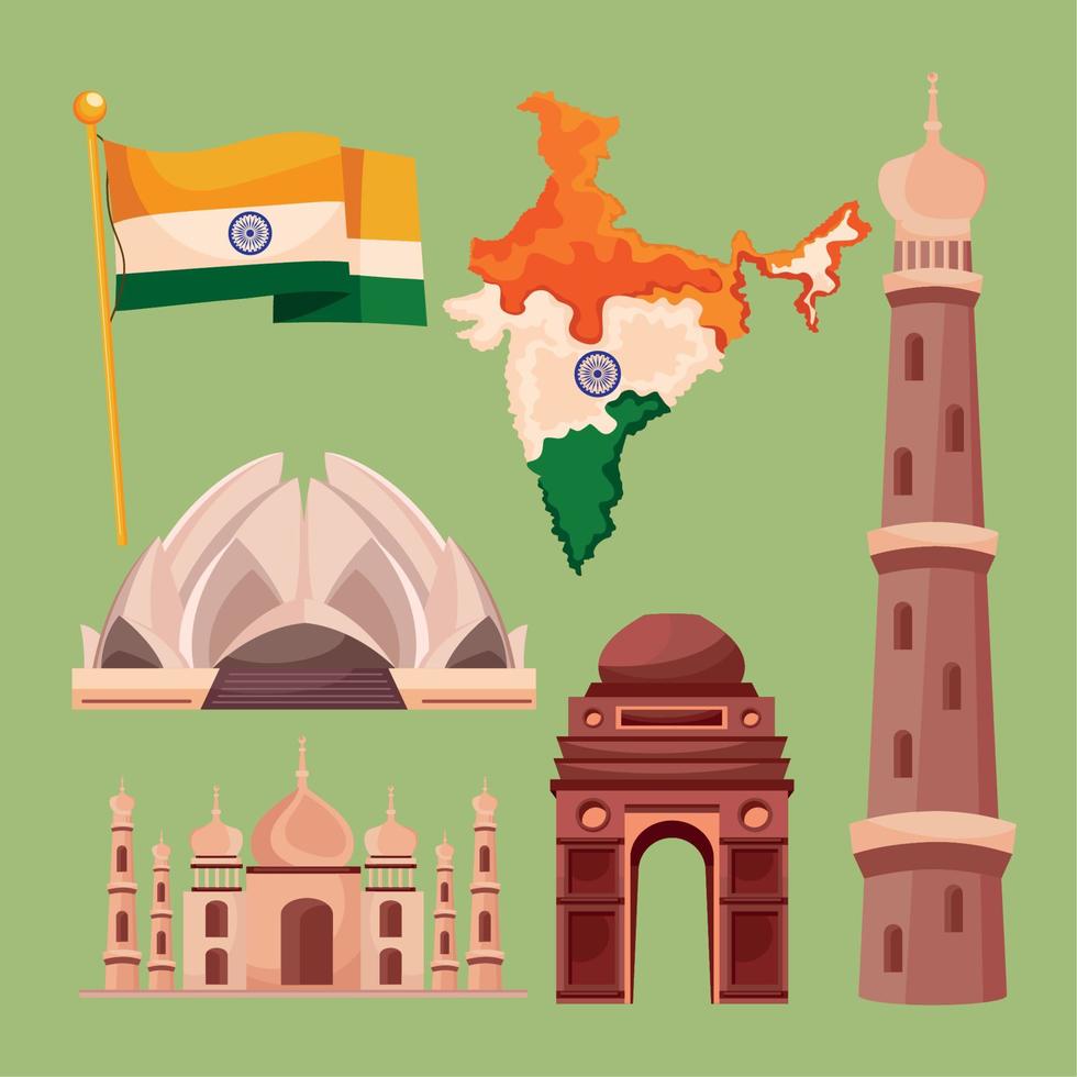 zes iconen van de Indiase cultuur vector