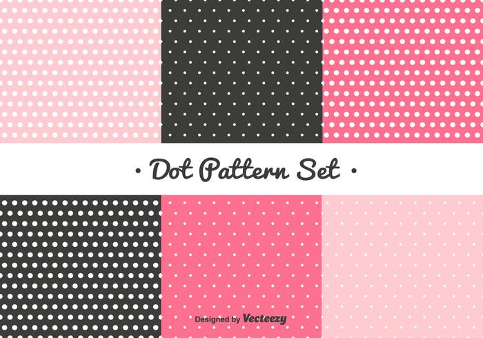 Roze en zwarte stippatroon set vector