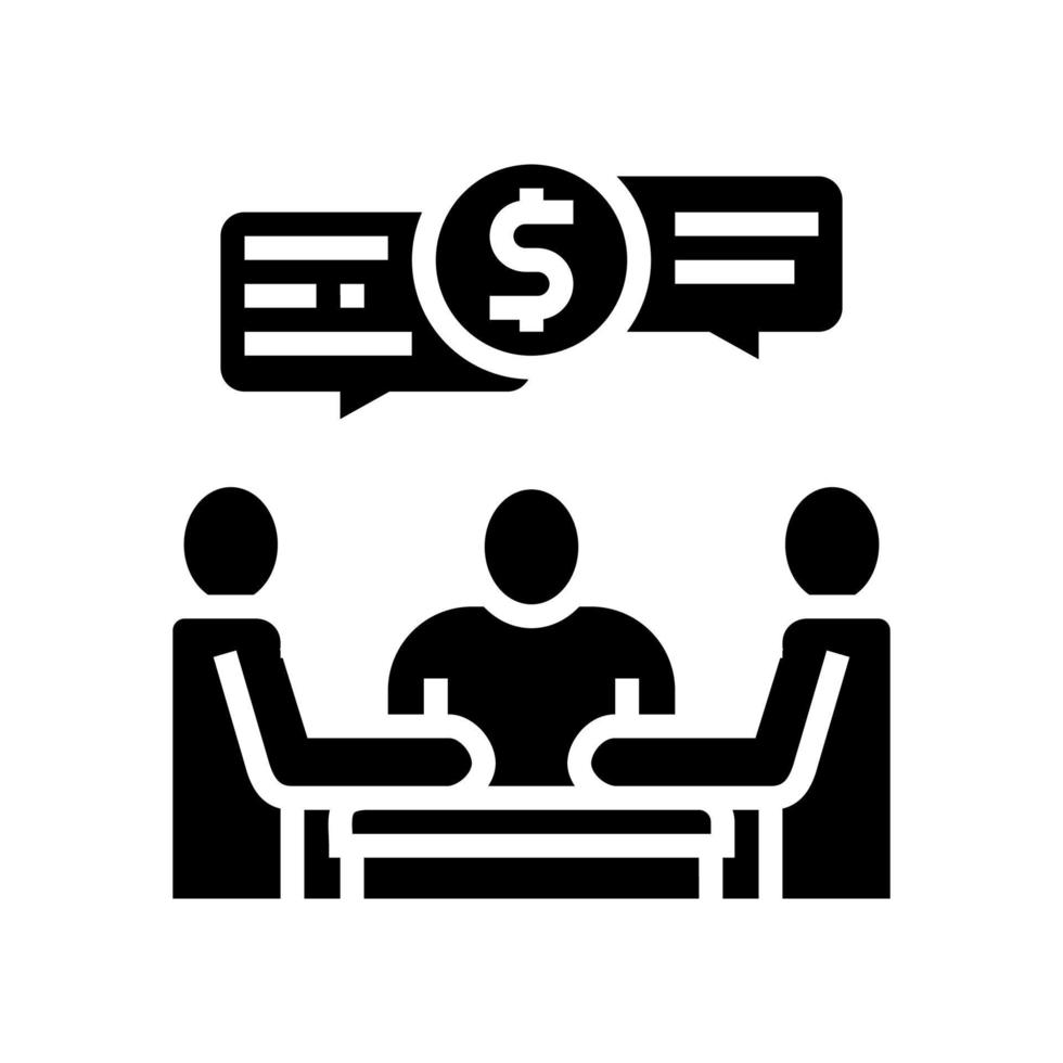 aandeelhouders zakelijke bijeenkomst en discussie glyph pictogram vectorillustratie vector