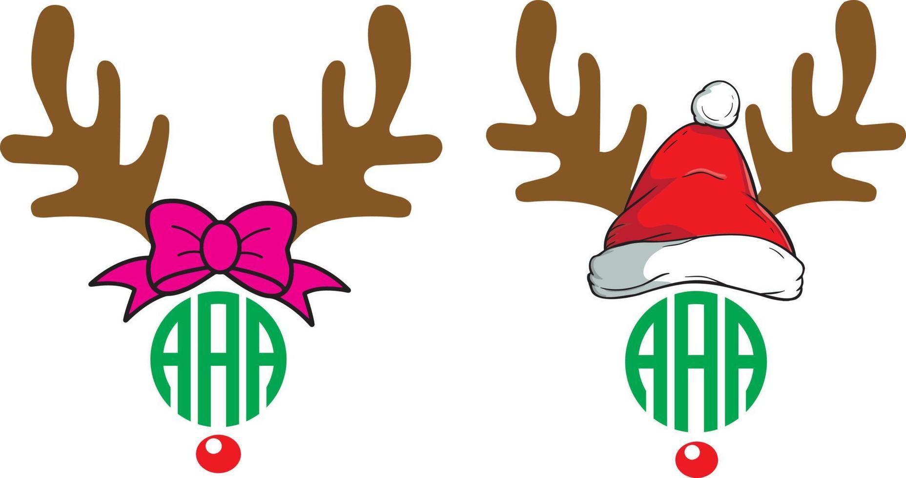 rendier monogram 2 vector, kerst vector, santa vector