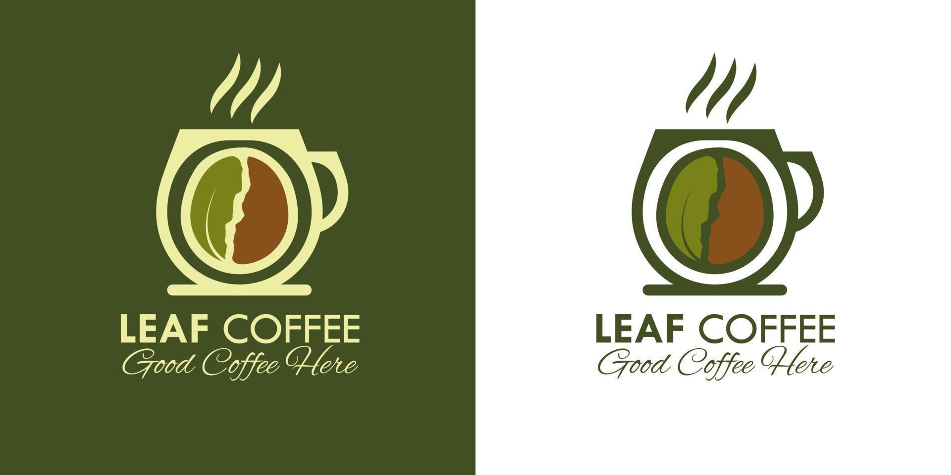 blad koffie. koffie logo ontwerp vector