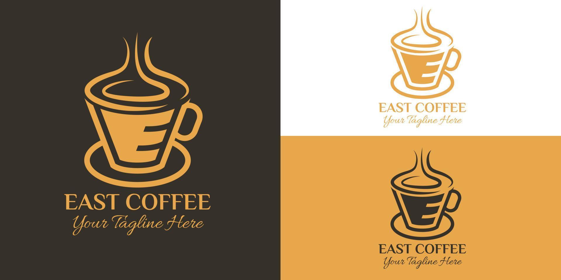 oosten koffie. koffie logo ontwerp vector