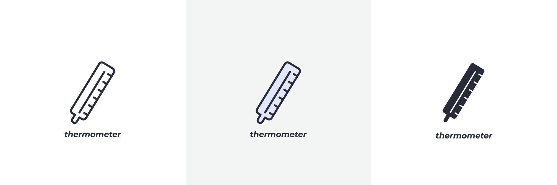 thermometer icoon. lijn, solide en gevulde omtrek kleurrijke versie, omtrek en gevuld vectorteken. idee symbool, logo afbeelding. vectorafbeeldingen vector