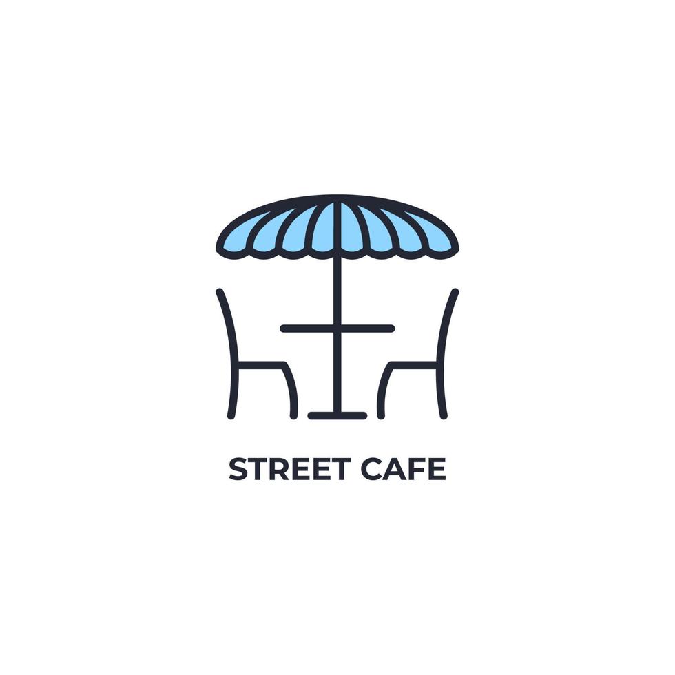 straat café vector pictogram. kleurrijke platte ontwerp vectorillustratie. vectorafbeeldingen