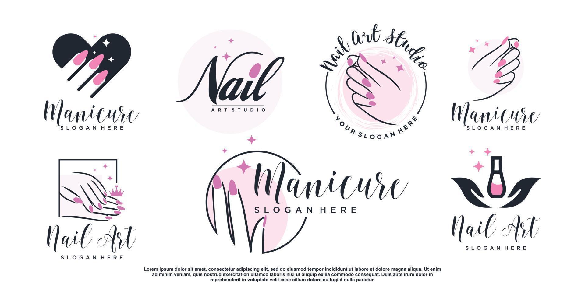 nagel salon pictogram logo ontwerp vector met creatieve unieke stijl premium vector