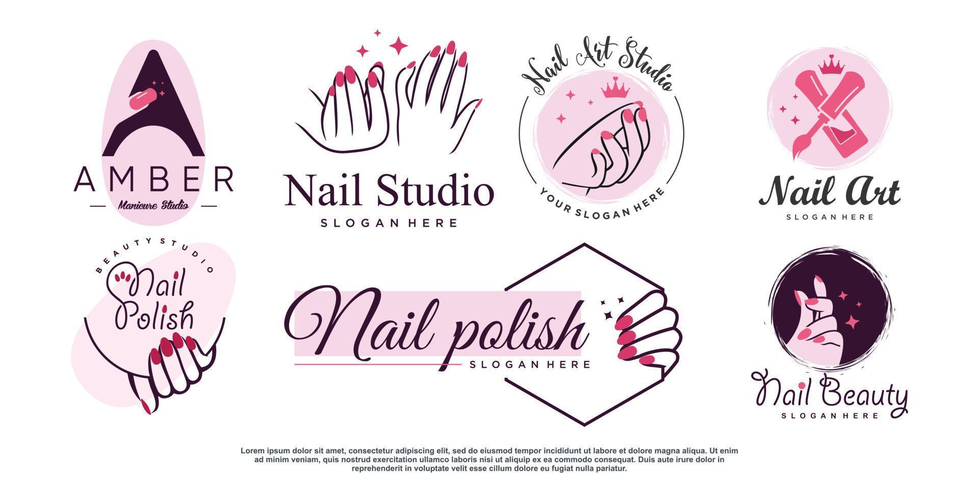 nagellak pictogram logo ontwerp vector met creatieve abstracte concept premium vector