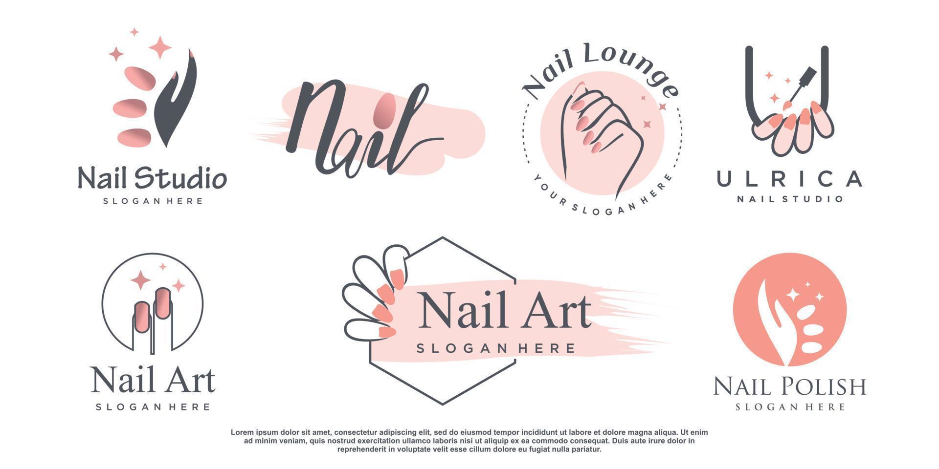 nagellak pictogram logo ontwerp vector met creatieve abstracte concept premium vector