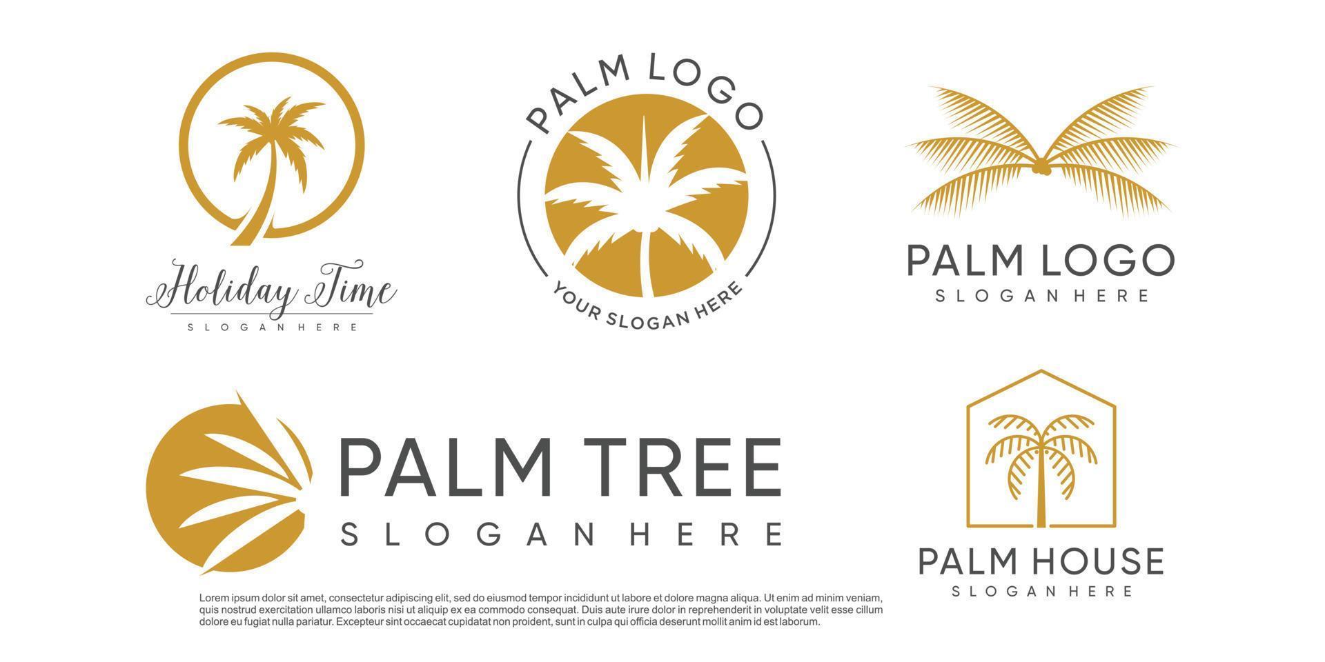 palm logo-ontwerpcollectie met creatief element concept idee vector