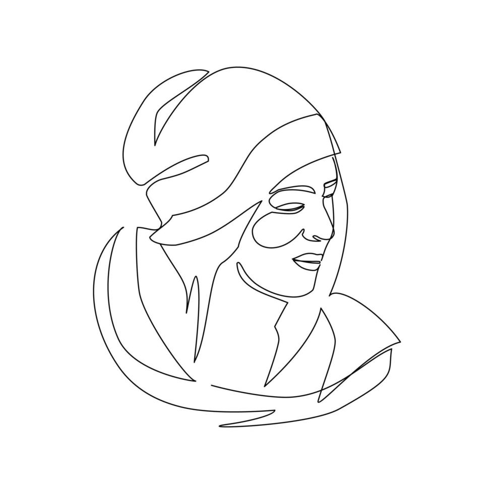 vectorillustratie van een vrouwelijk portret getekend in lijntekeningenstijl vector