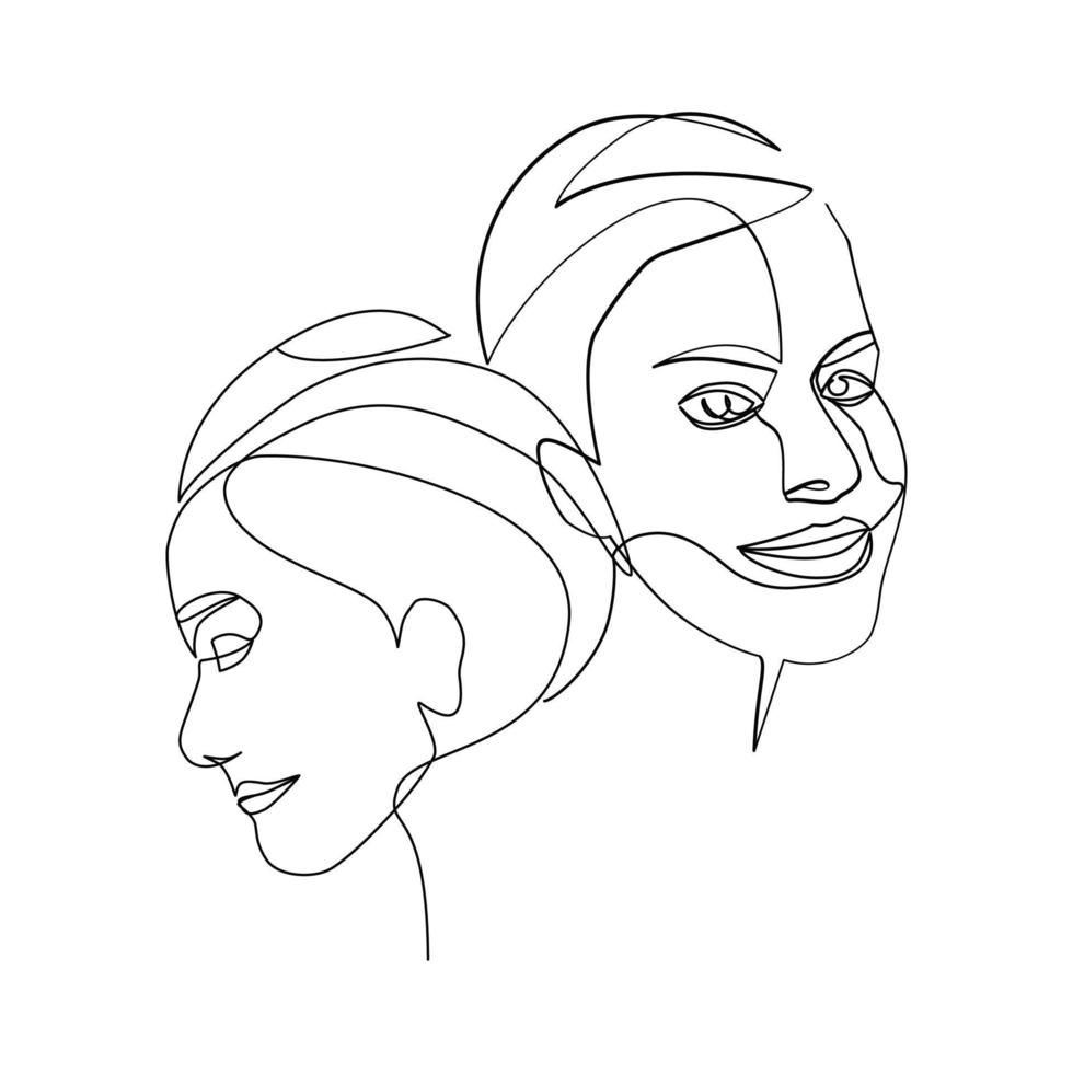 vectorillustratie van vrouwen in lijn kunststijl vector