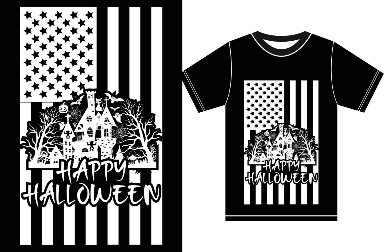 Amerikaanse vlag met halloween t-shirt design. happy halloween.halloween feest t-shirt.typography halloween t-shirt. vector