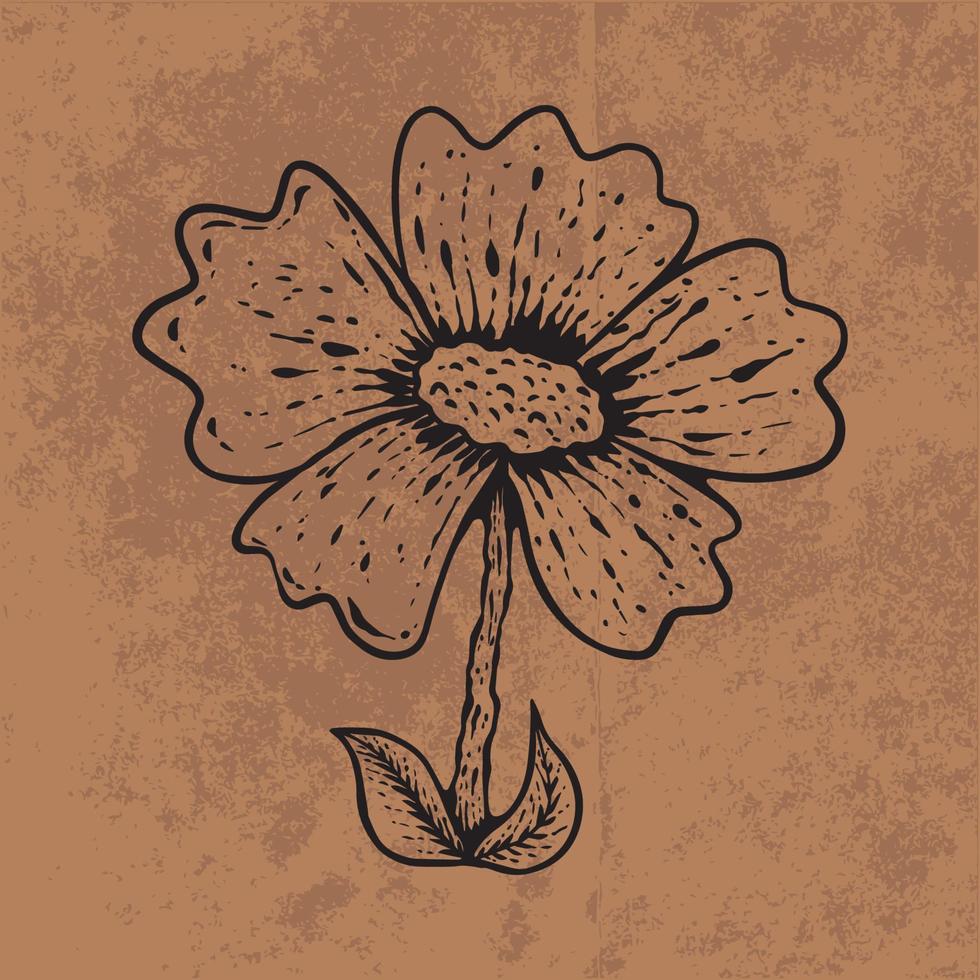 botanische blad doodle wildflower lijntekeningen. hand getekende vectorillustratie. vintage bloemen overzicht. geschikt voor behang, poster, sticker, inhoud sociale media vector