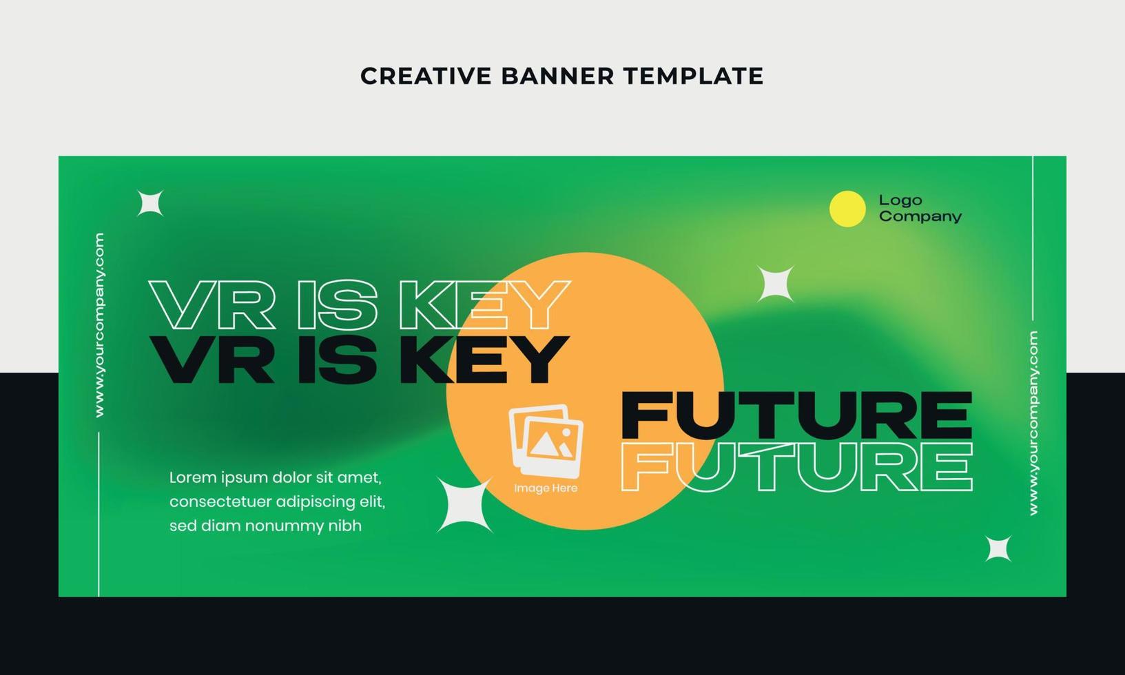 creatief welkomstbannerweb. toekomstige thema banner ontwerpsjabloon. geschikt voor sociale media, promotie, reclame vector